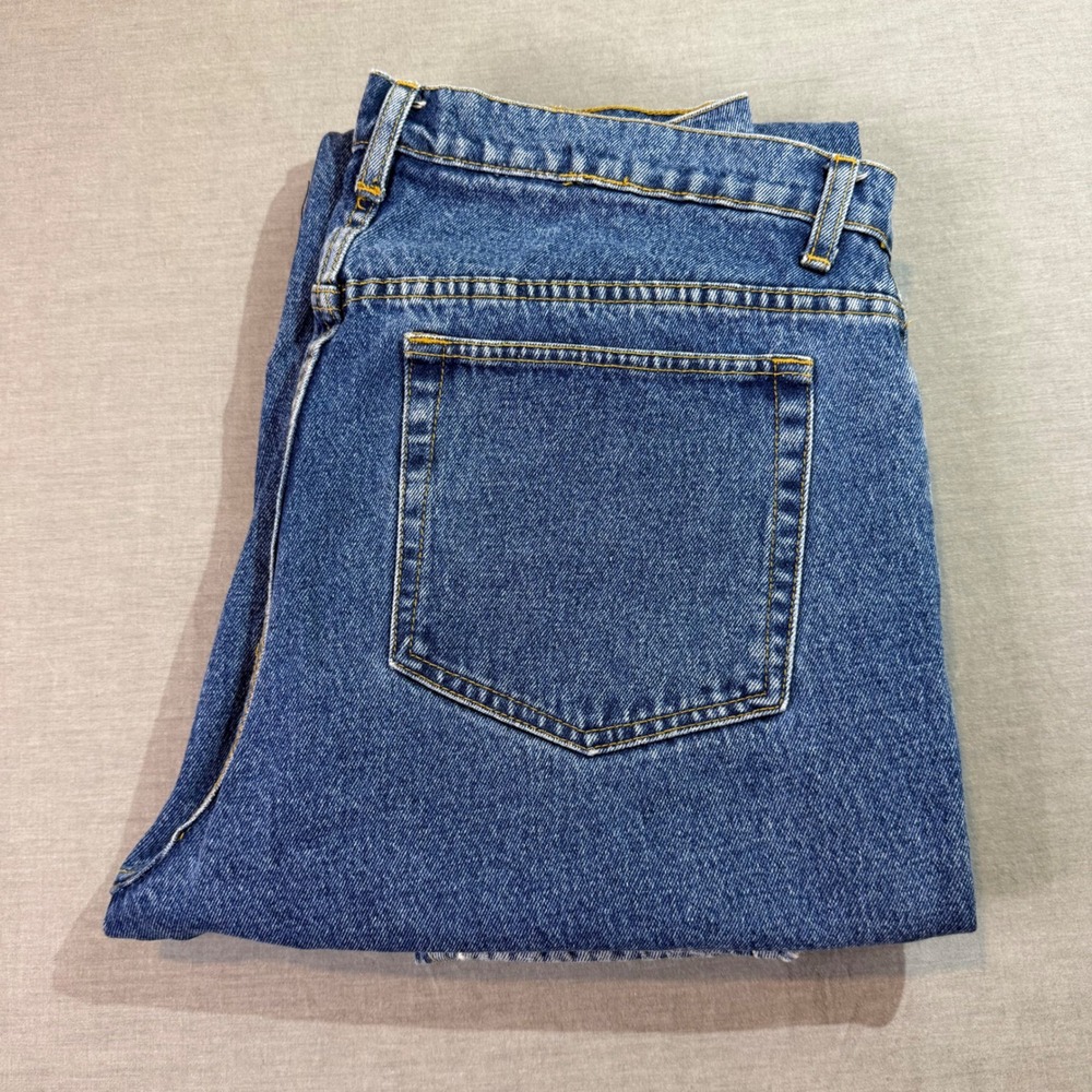 Army Navy Flannel Lined Jeans Mens 38x32 Blue Excellent Plaid Relaxed Fit 1640